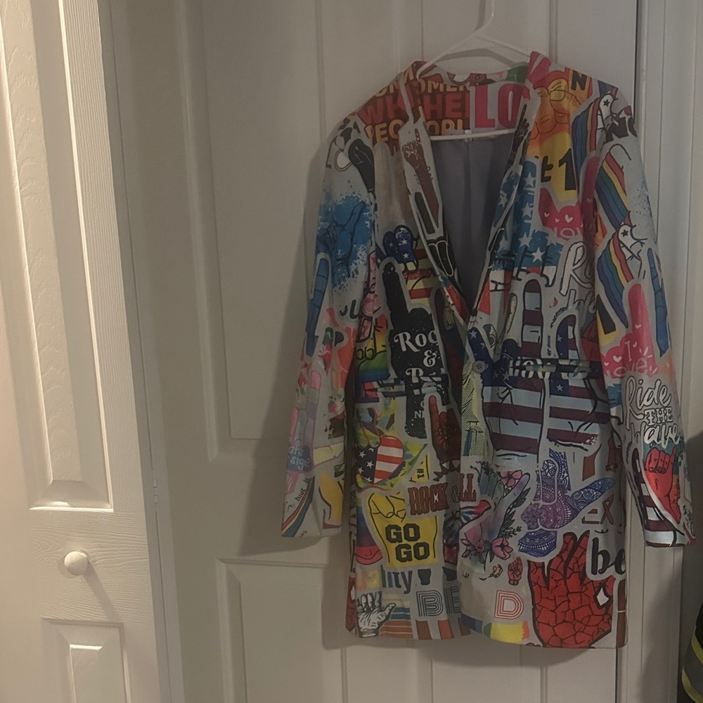 Colorful Graphic Print Jacket
